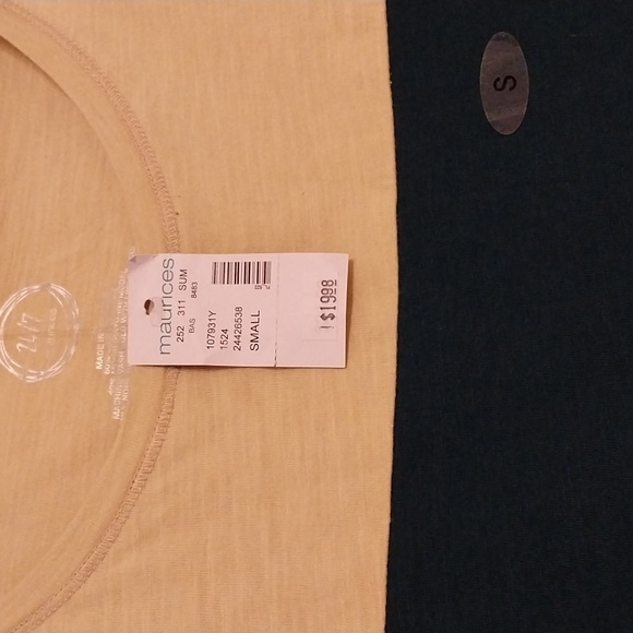 NWT Maurices short sleeve top yellow blue with black and white stripes size S - Picture 2 of 3